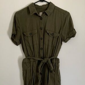 Army green military style jumpsuit